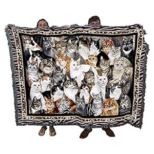 Pure Country Weavers Purrfect Cats Blanket by Elena Vladykina – Gift for Cat Lovers – Tapestry Throw Woven from Cotton – Made in The USA (72×54)