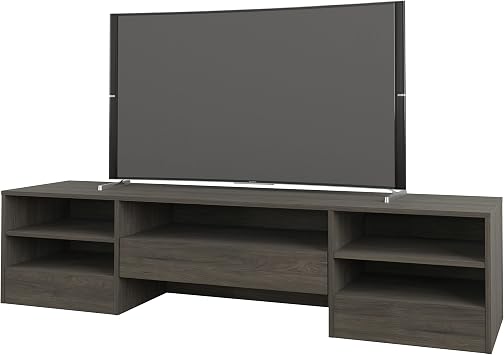 Nexera Rustik, 1 Drawer, Bark Grey 72-inch TV Stand, Laminate Finish