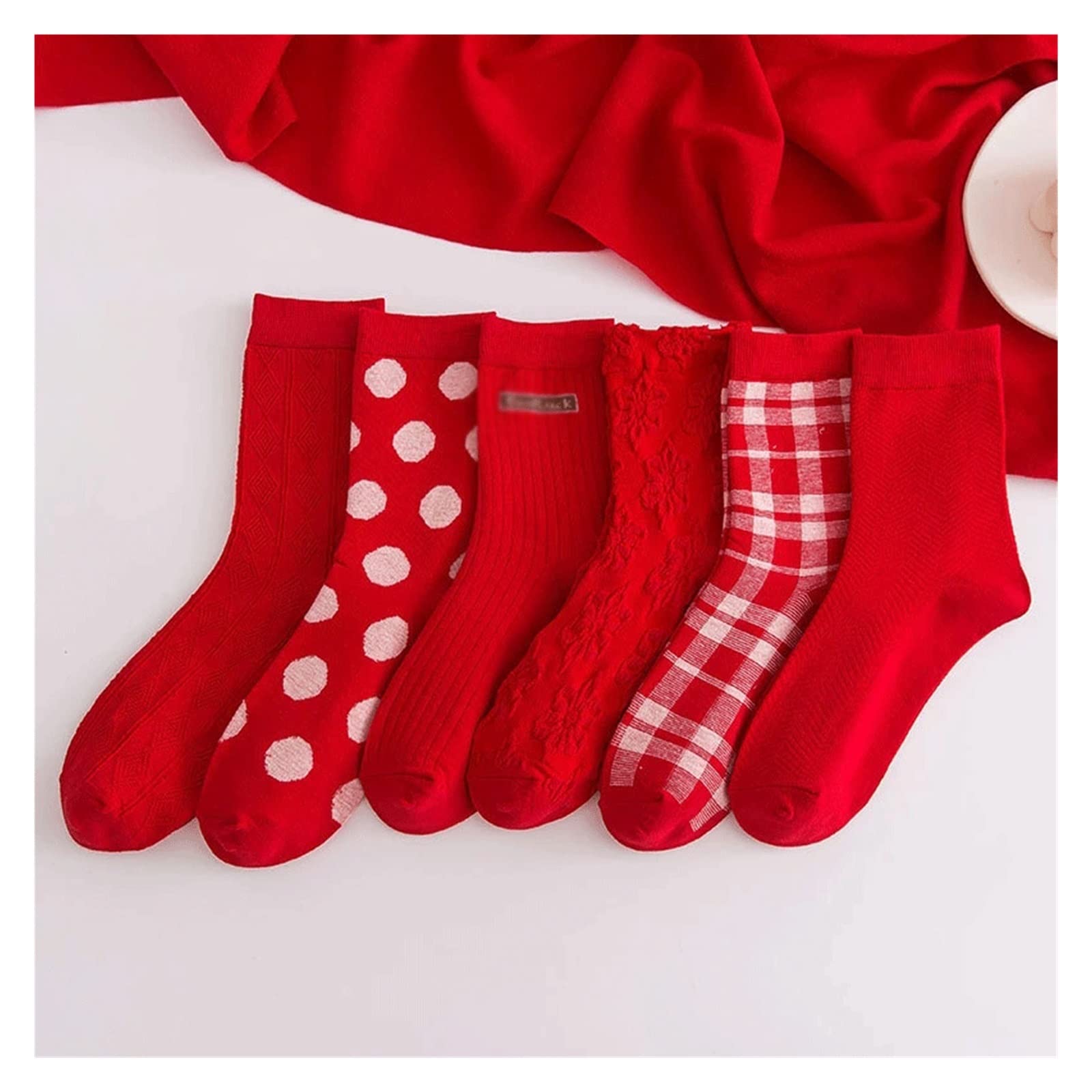 Chaussettes rouges douces anti-transpiration à pois pour pieds sensibles, lot de 5