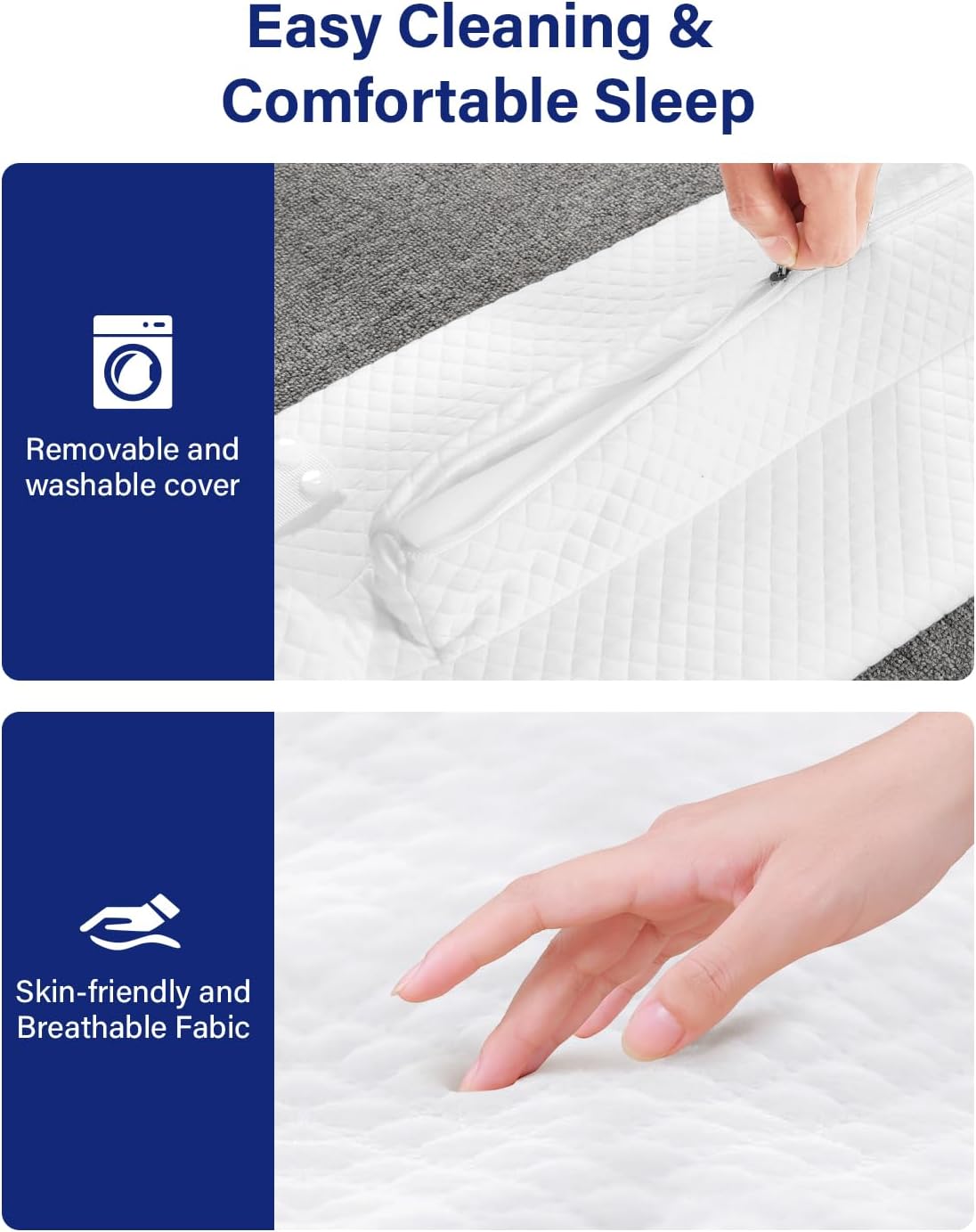 WINSOON Twin to King Bed Bridge: Twin Bed Connector to Make a King - Split King Mattress Gap Filler with Straps - One-Piece 25D Foam Bed Converter with Washable Cover (10 Inch Bed Bridge Set)