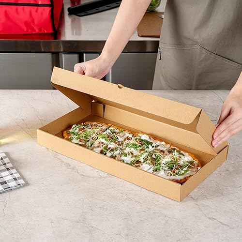 Miniatura 5 de Restaurantware Eco Pie - Cajas de pizza de pan plano de 16 x 8 x 1 pulgadas, 50 cajas desechables de pizza corrugada, cajas de pizza de papel kraft