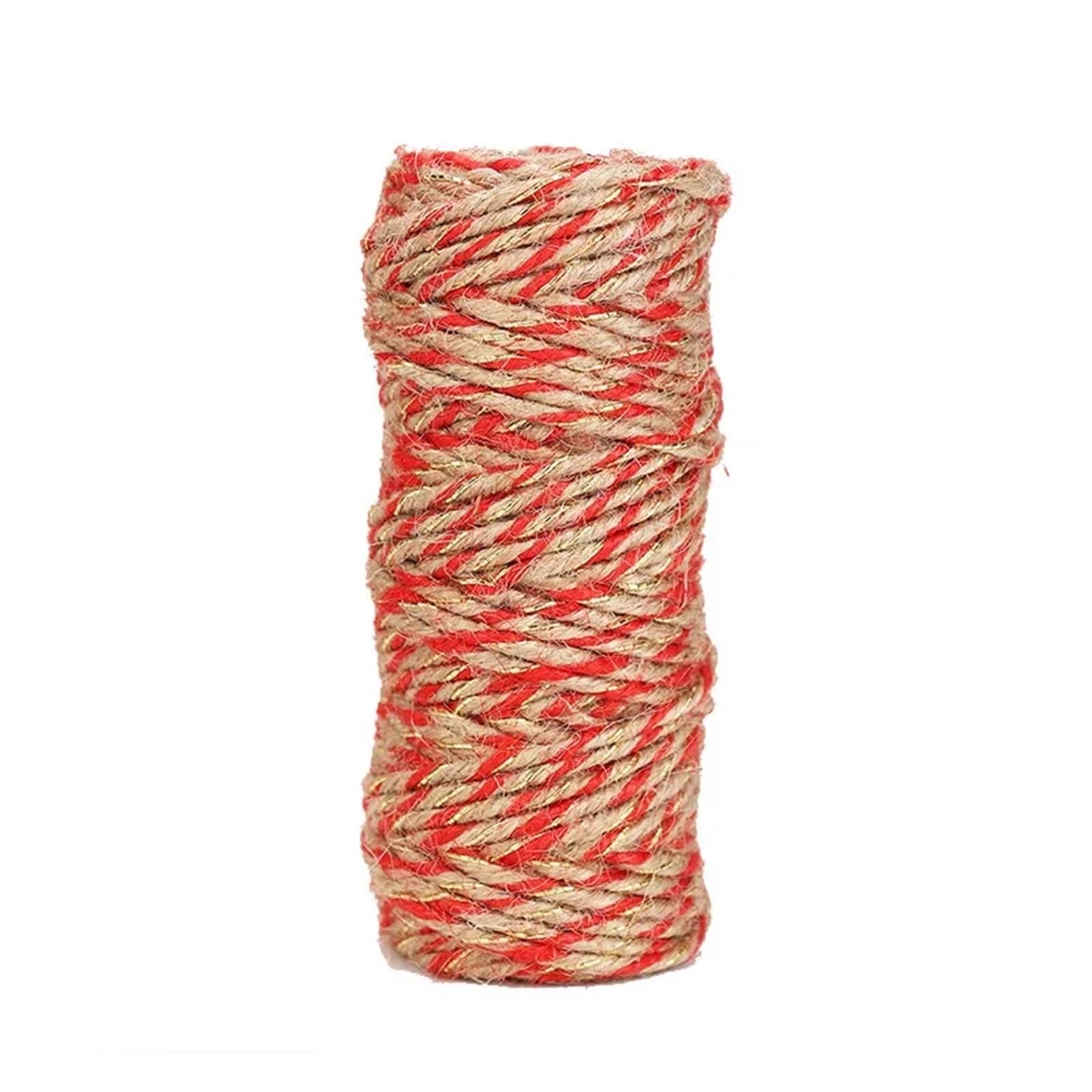 Cinta cordón decoración de cáñamo rojo de 3,0mm, ideal para envolver regalos de fiesta mágicos