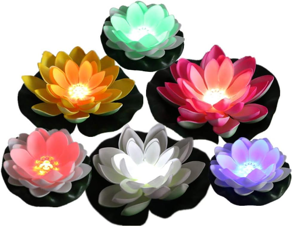 ARDUX (Pack of 6) Floating Pool Light Water Floatiing Lotus Light Floating Decoration Light for Ponds, Pools, Fish Tank, Landscape or Fountain