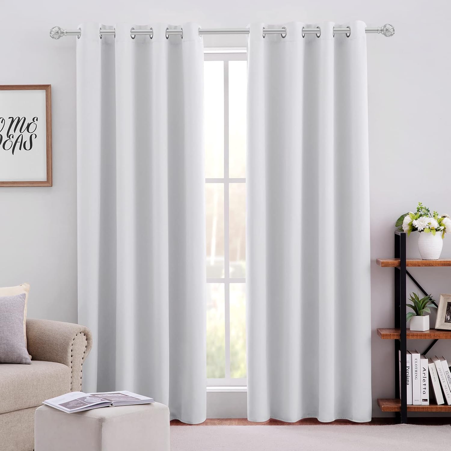 Greyish White Blackout Curtains 52 x 84"