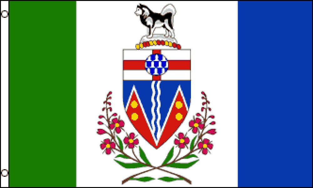 Yantec Yukon Territorium Flagge 90x150 Cm – Aus Polyester, Doppelt Umsäumt, Mit 2 Messingösen, Waschbar