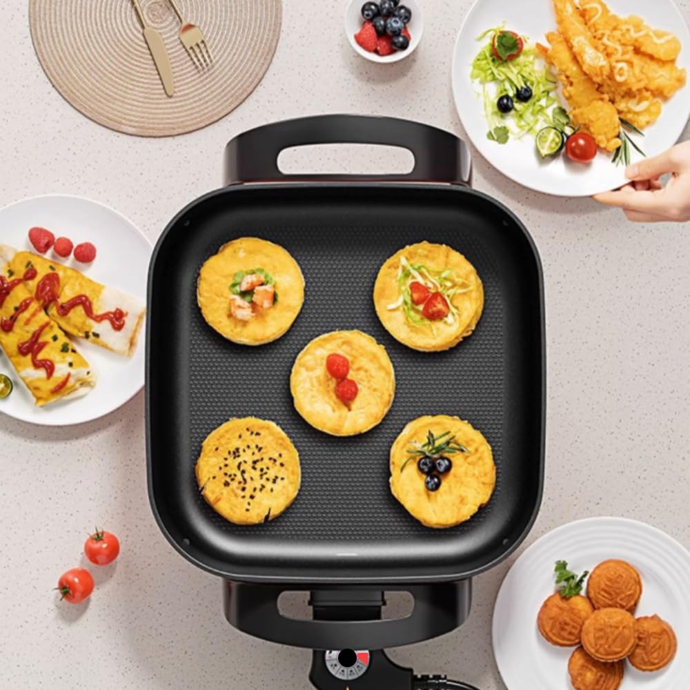 Cocoarm Pot cuisinière électrique multifonctionnelle antiadhésive Pot carrée mijoteuse mijoteuse (Prise européenne 220 V)