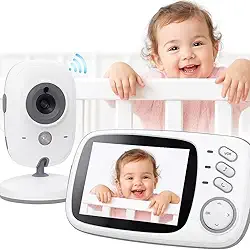 Babá Eletrônica com Câmera, Tela LCD 3.2', Visão Noturna Infravermelha, Áudio Bidirecional, Sensor Temperatura, VOX, Canções de Ninar, Alcance 250m, Sem Wi-Fi, Monitor Bebê, Segurança Total
