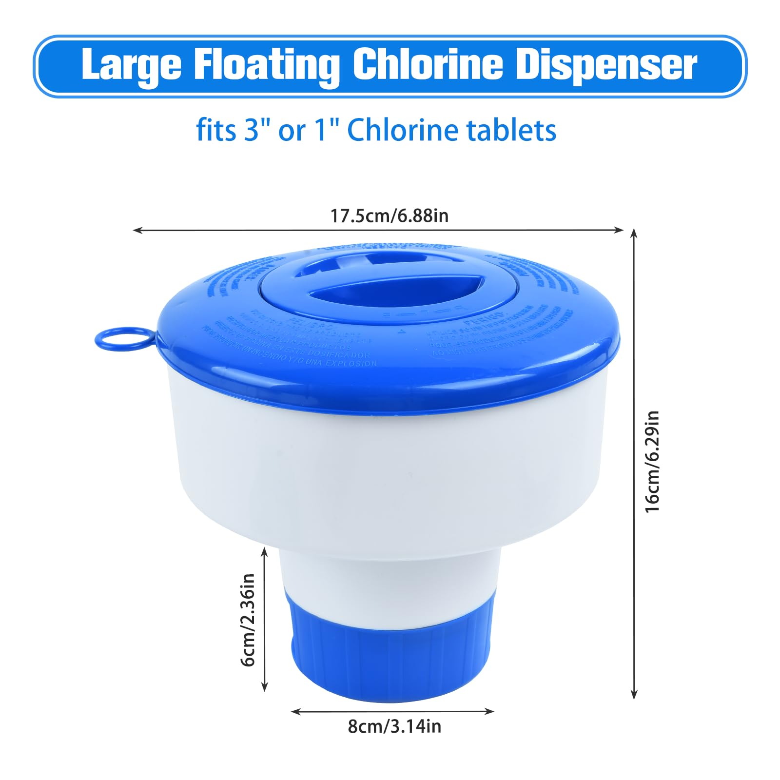 7" Distributeur de Chlore Flottant, Diffuseur Chlore Piscine, Distributeur de Chlore pour Piscine, Distributeur Flottant, Diffuseur de Chlore pour Piscine/Spa/Fontaines