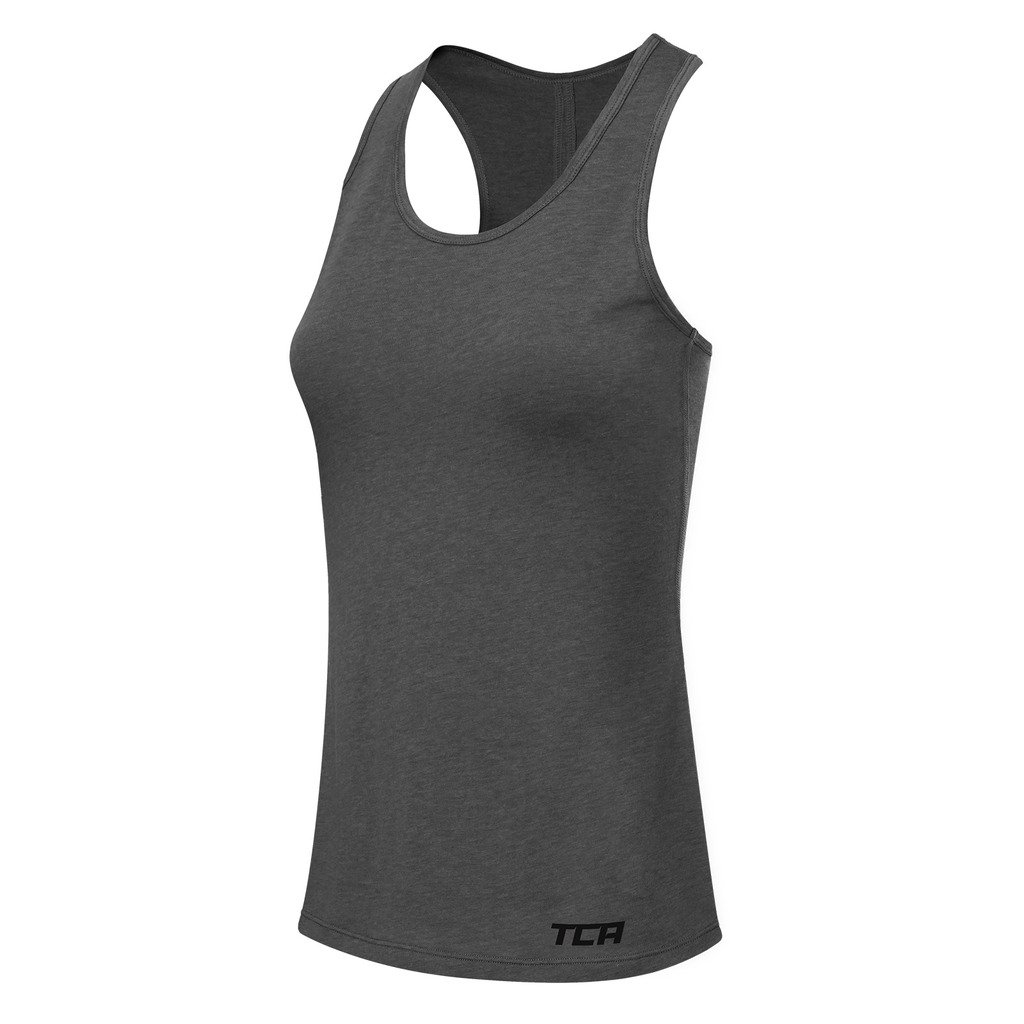 TCA Women's Natural Performance Gym Vest Running Tank Top - Quiet Shade/Black, XS