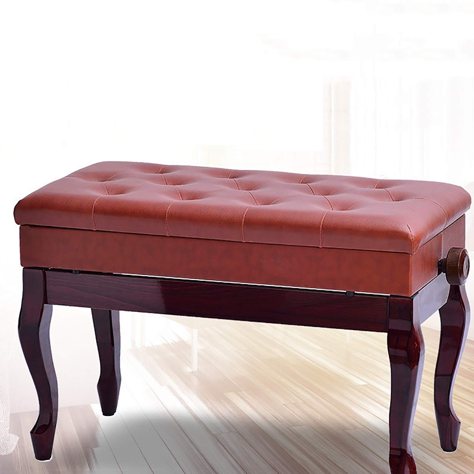 Panca regolabile per pianoforte con spazio di archiviazione, sgabello per pianoforte bianco per toeletta gambe piegate per esercitarsi con pianoforte elettrico, costruzione in legno