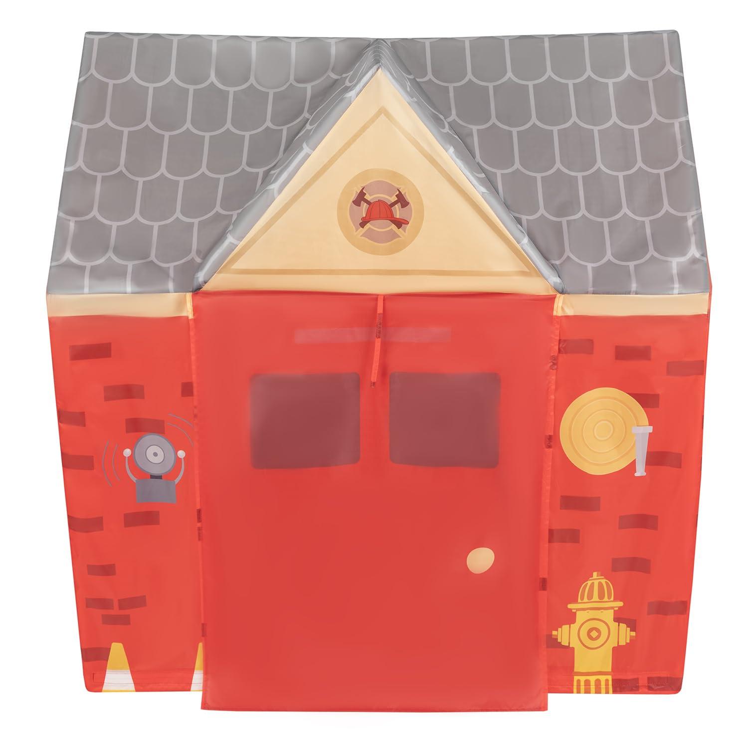 Selonis Spielhaus Spielzelt Feuerwehrhaus Keine Bälle Faltbares Für Kinder Realistisches Design Langlebige Und Sichere Leicht Zu Montieren Drinnen Und Draußen, Rot-Grau