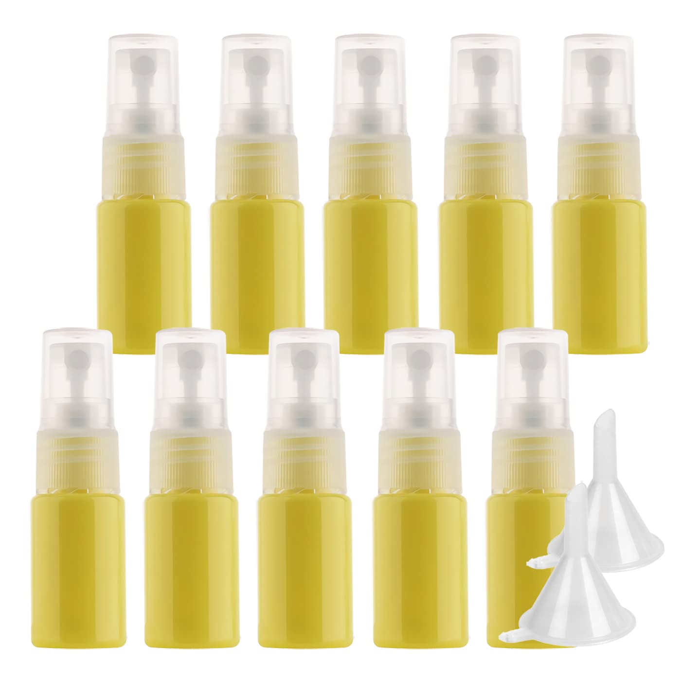 100 Pezzi 10ml Giallo plastica flacone spray Con Sprayer Mini Flacone Spray Portatile Riutilizzabile per Nebbia, Bottiglia di Profumo, Cosmetica, Viaggio