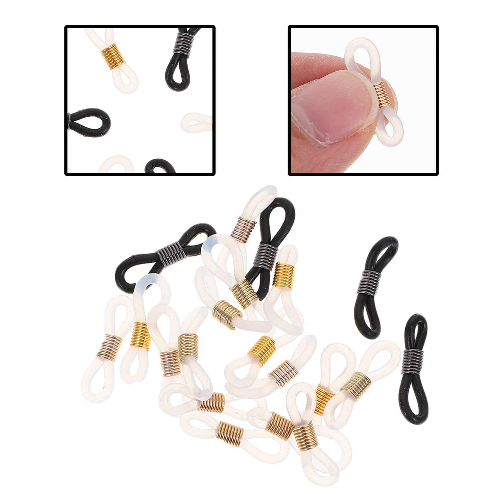 EXCEART Porte-chaînes pour Lunettes en Silicone et Métal, 20 Pièces