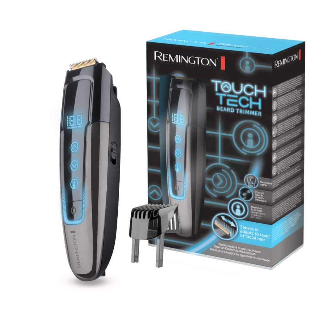 Remington Tondeuse Barbe [Technologie tactile numérique] TouchTech (Lames titanium, guide motorisé: 175 hauteurs de coupe 0,4-18mm, Wet&Dry, vitesse automatique, sans fil/ secteur, charge USB) MB4700