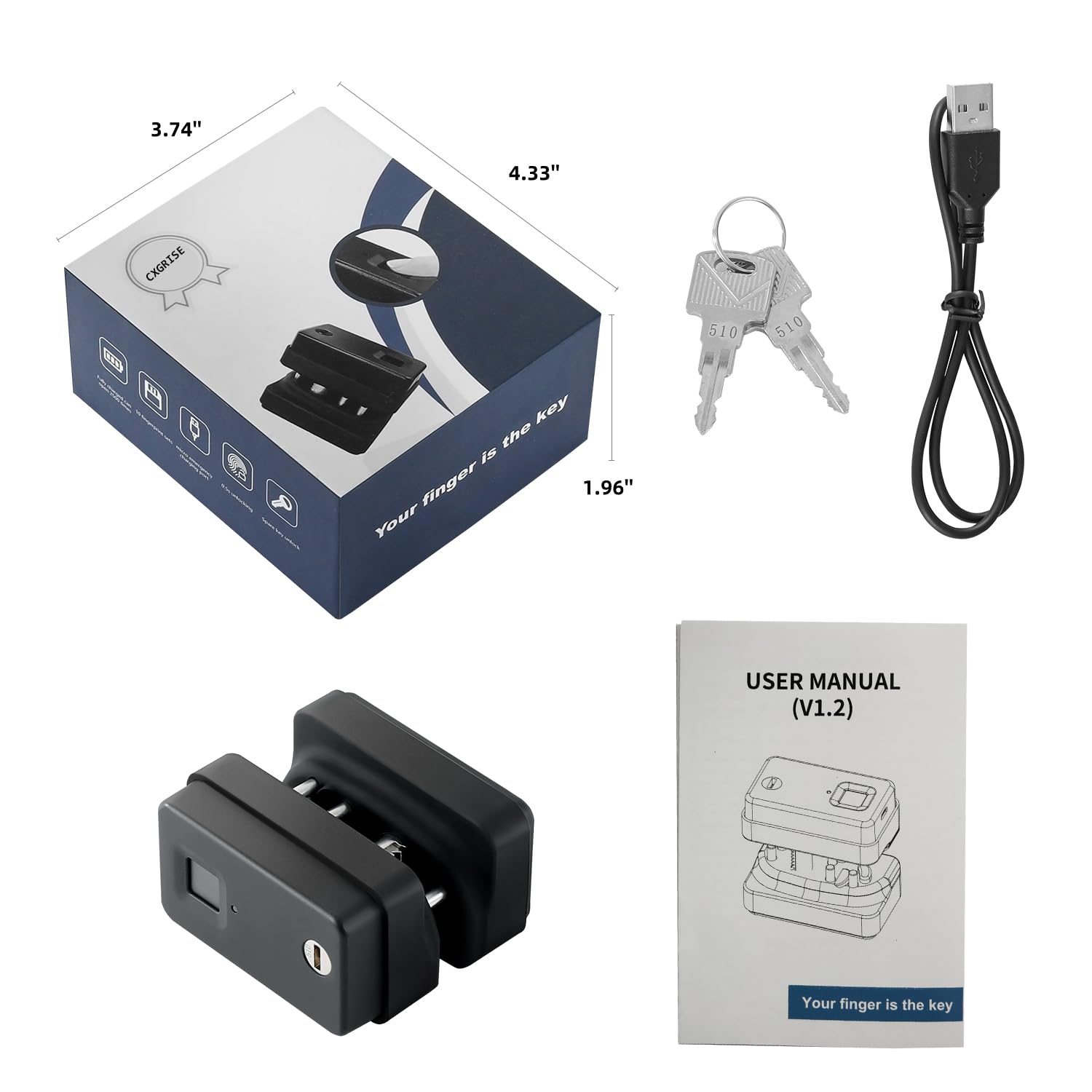 Amazon.co.jp: CXGRISE バイオメトリックトリガーロック 拳銃用 指紋銃