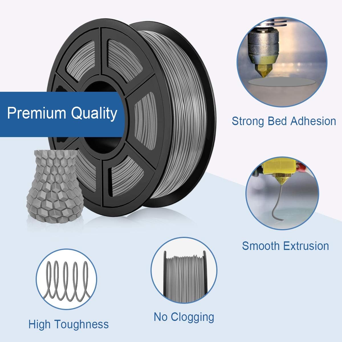 PLA Filament 1.75mm, Enotepad PLA 3D Printing Filament Grey, Dimensional Accuracy +/- 0.02mm, 1KG (2.2 LBS) Spool, PLA Grey : Industrial & Scientific