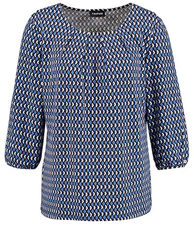 Preisvergleich Produktbild Taifun Damen 471062-19675 Langarmshirt, Mehrfarbig (Cobalt Blue Gemustert 8052), (Herstellergröße: 38)