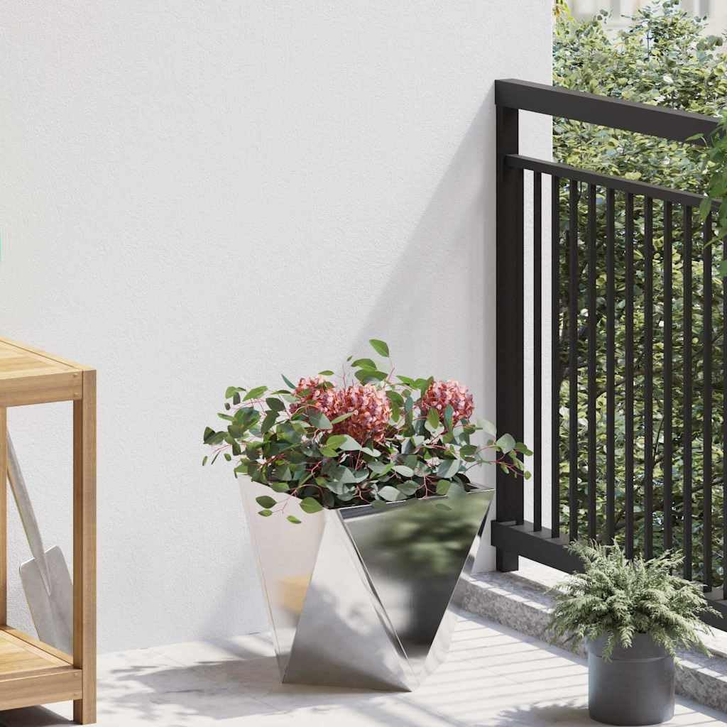 Donica 2 sztuki Srebrny 30 x x 30 cm Stal nierdzewna kwadratowa donica ogrodowa do użytku zewnętrznego odporna na warunki atmosferyczne nowoczesny design na taras balkon patio podest