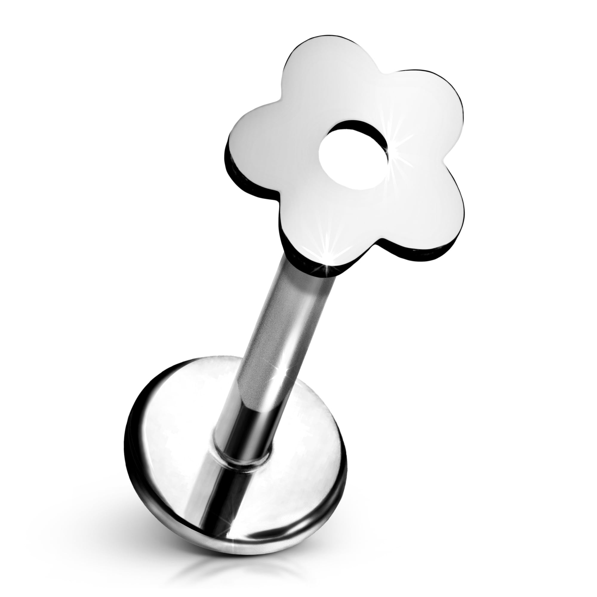 Cords Club Daisy Flat Back Stud – ASTM-F136 Implant Grade Titanium - Push Pin Design for Sensitive Ears – Available in 18K PVD Gold Plated & Titanium