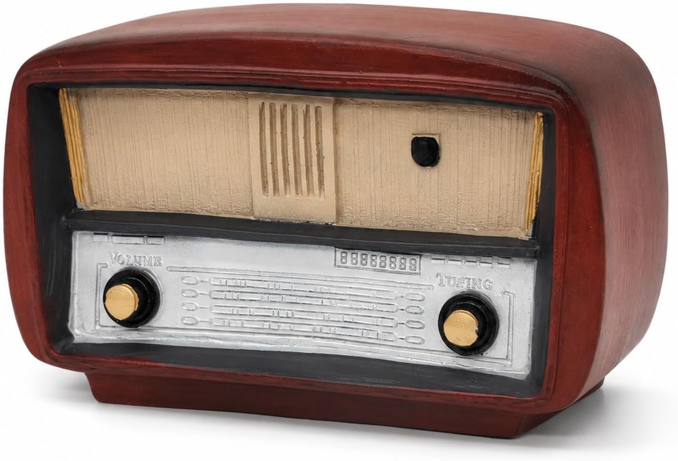LOGOFUN Vintage Radio Figurine Retro Transistor Resin Statue Antique Dial Model Classic Desktop Decor for Home Office Cafe Bar Photo Props Party Favor