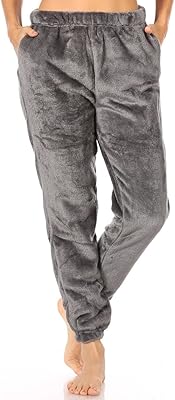 ShoSho Womens Cozy Plush Fur Joggers Teddy Sweatpants with Pockets Sold Grey X-Large