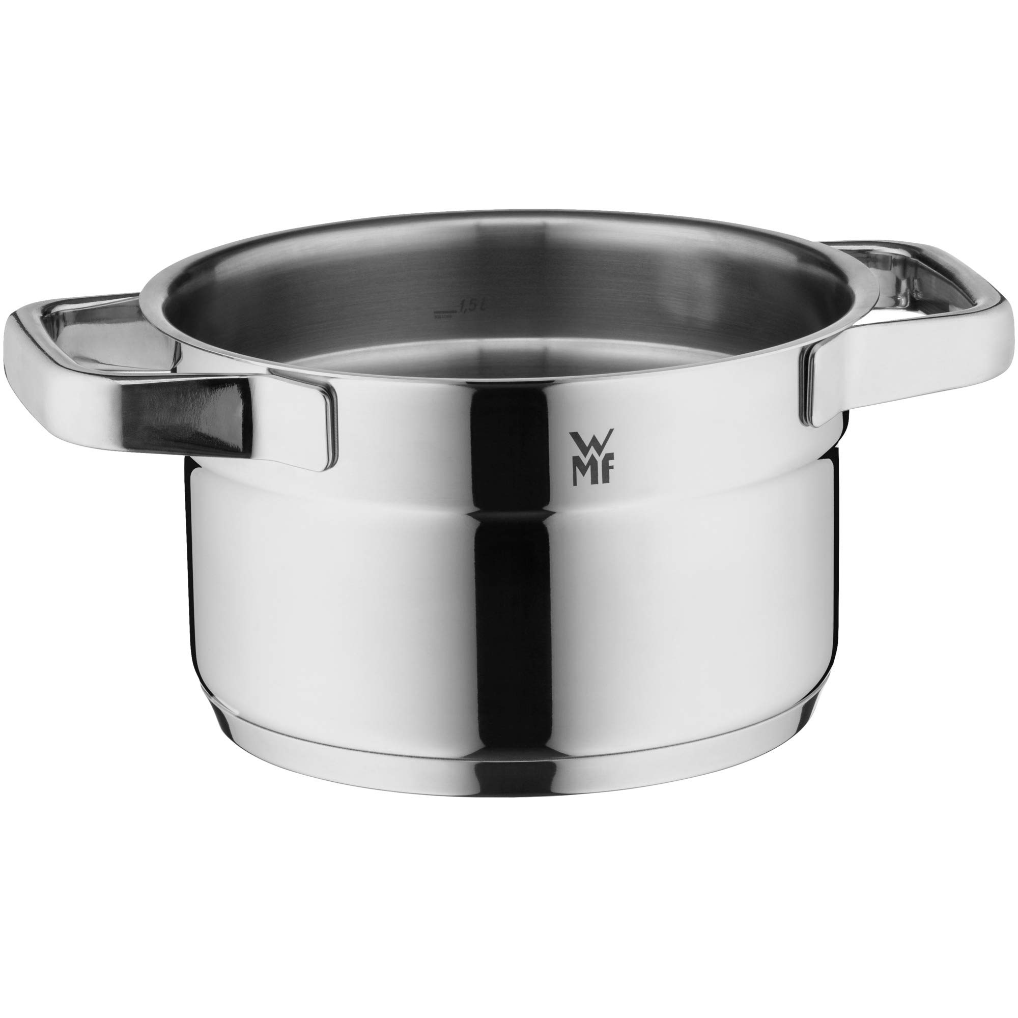 WMF Compact Cuisine - Olla pequeña (16 cm, Tapa de Cristal, 2 L, Acero Inoxidable Cromargan, Acero Inoxidable Pulido, apilable, sin Revestimiento)