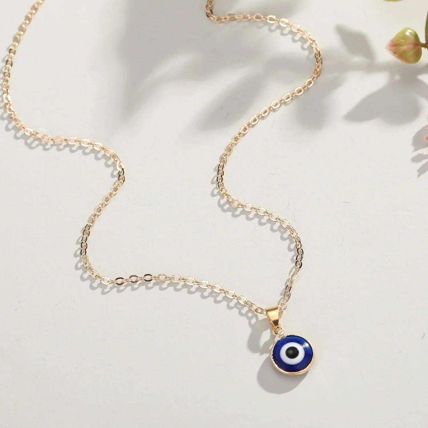 Collar de mal de ojo para mujeres y niñas, plata de ley 925 con colgante azul marino profundo, gargantilla turca de cristal, oro,
