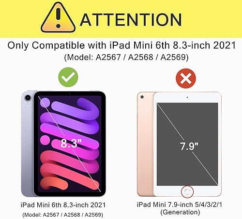 Miniatura 6 de Funda infantil para iPad Mini 6 generación de 8.3 pulgadas, versión 2021, con protector de pantalla integrado, a prueba de golpes, mango ligero,