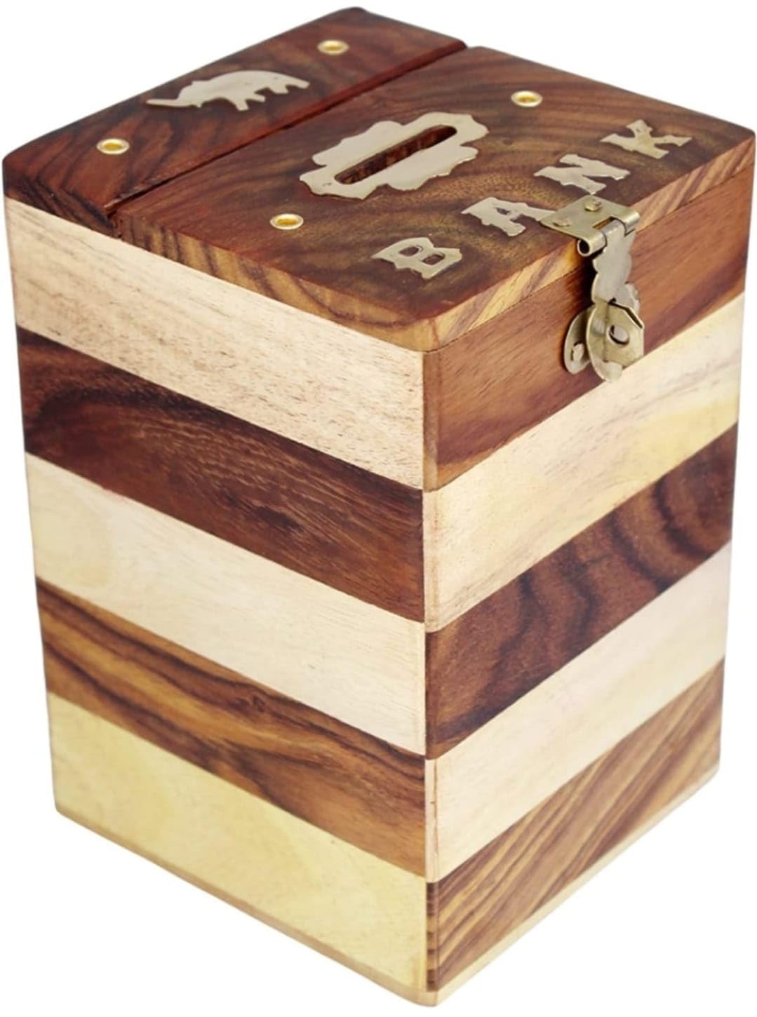 SSK WOOD CRAFT Piggy Bank Square Shaped Mix Wood Money Bank Adult Piggy Bank Wooden Wooden Coin Box Money Bank for Coins for Kids Money Box for Home Temple Piggy Bank for Adults Child Saving (B0CW21DPSB) Amazon Price History, Amazon Price Tracker