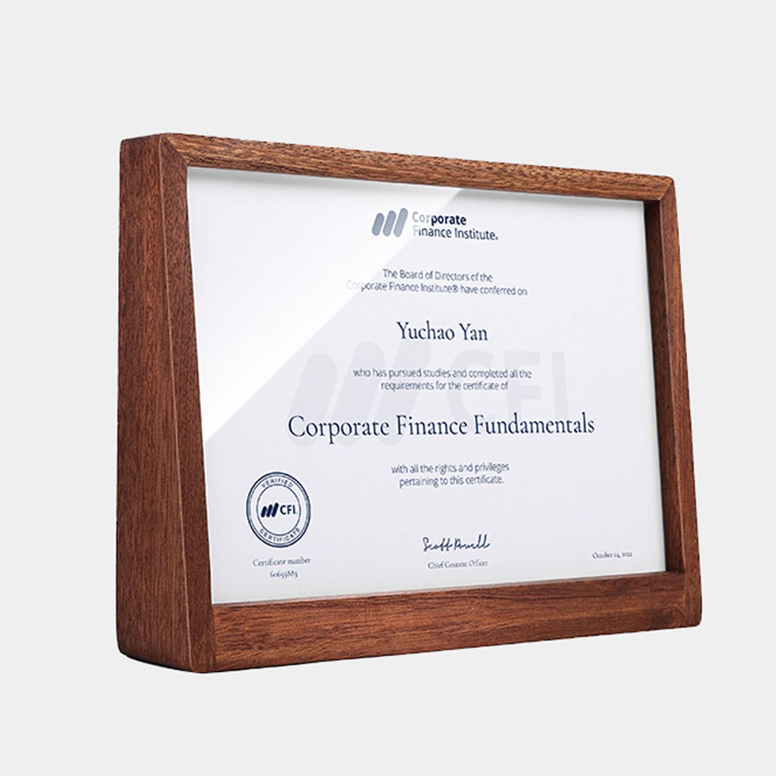 Certificate frame Trapezoidal, Wooden Frame, Photo, for Tabletop Display, for Ads