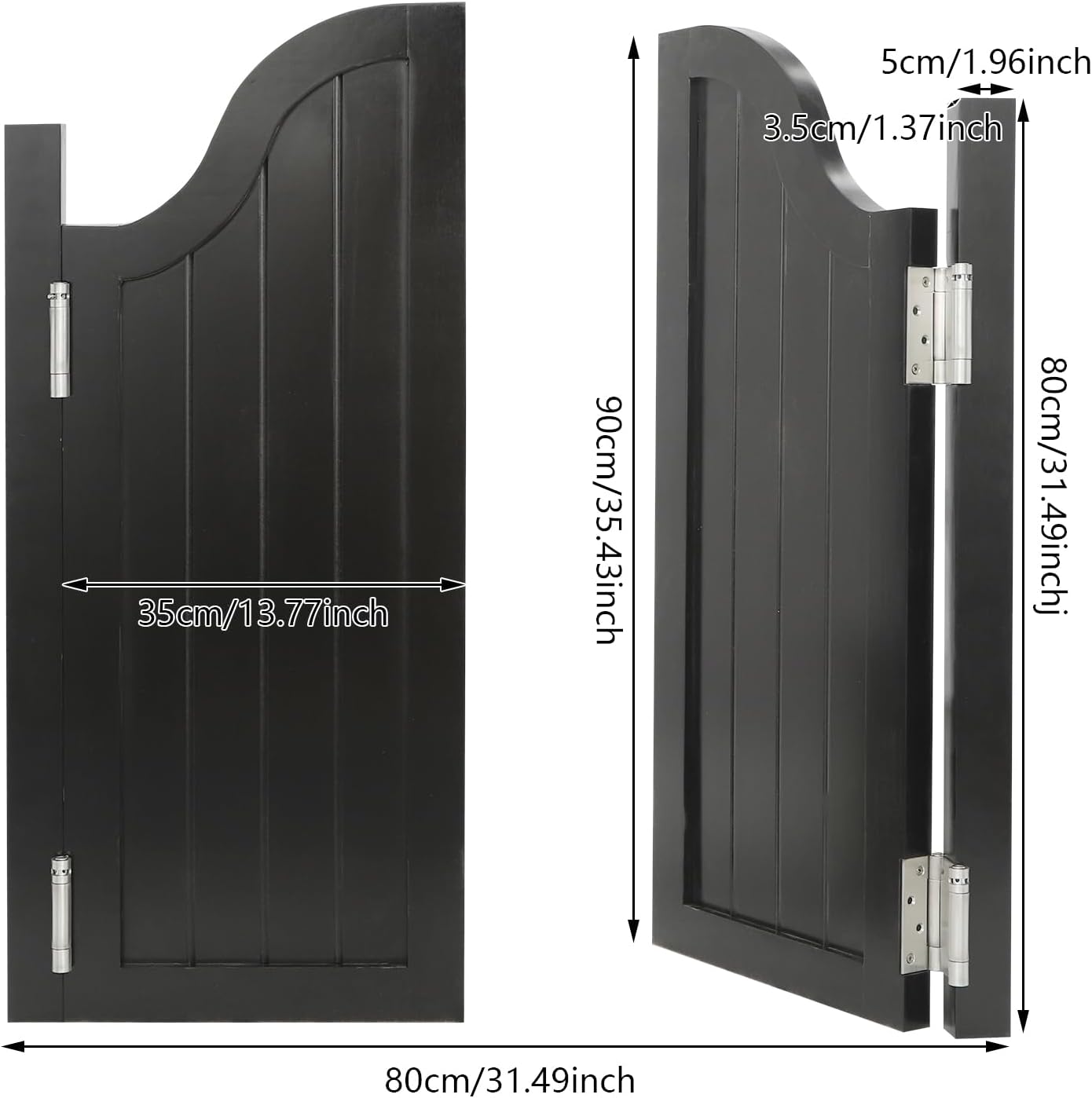 Interior Swinging Doors Wood Cafe Door Saloon Door with Metal Hinges for Bar Porch Stairs Bedroom Entrance Partition (Black, 31.49x35.43in)