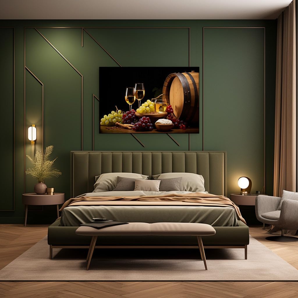 Canvas for Living room. Savoring Elegance: A Serene Wine Tasting Experience in a Cozy Ambiance, 27 x 18 inch Canvas Wall Art - Abstract Expressionist - Modern Home Decor