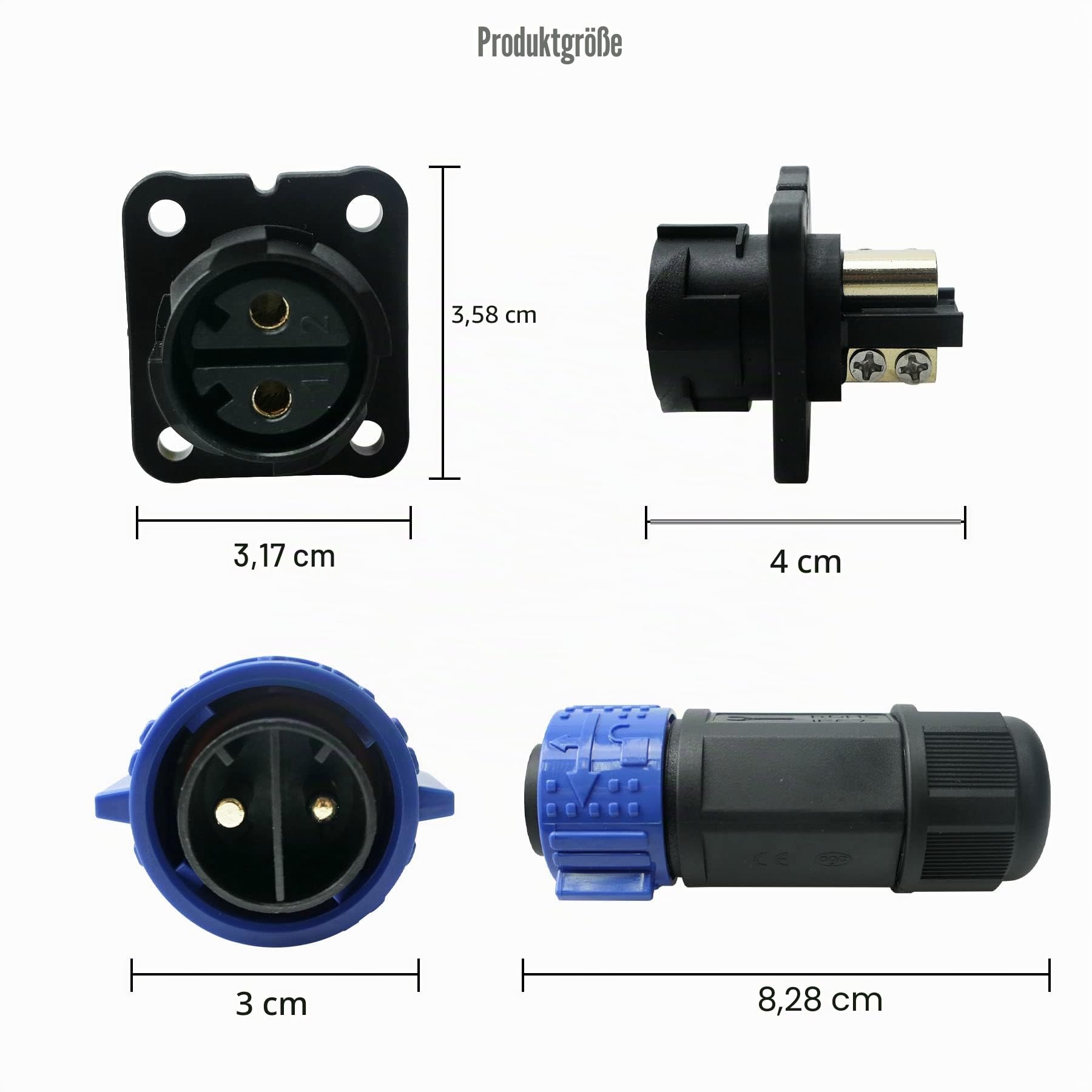 Trolling Motor Stecker Buchse Set, Marine Boot DC Power Connector 12/24/36/48 Volt Wasserdicht für Trolling Motor/Down Rigger/Angelrolle