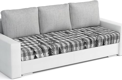 Christmas Tree Couch Cushion Covers, Stretch Sofa Cover with Elastic Bottom, Black and White Checkered Xmas Tree Sofa Slipcovers Protector Washable