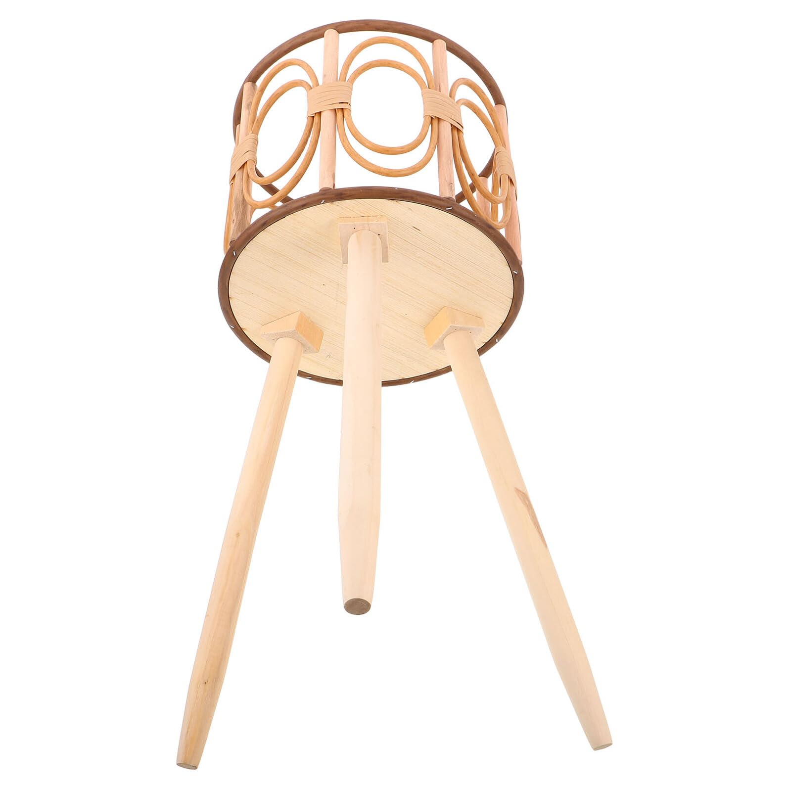 Gatuida Support Tressé pour Pot de Fleurs en Bois Naturel sur Pied, Panier Porte-Plantes Ajouré 25 Cm de Diamètre X 53 Cm de Hauteur, Support Stable pour Plantes D’intérieur et Balcon,