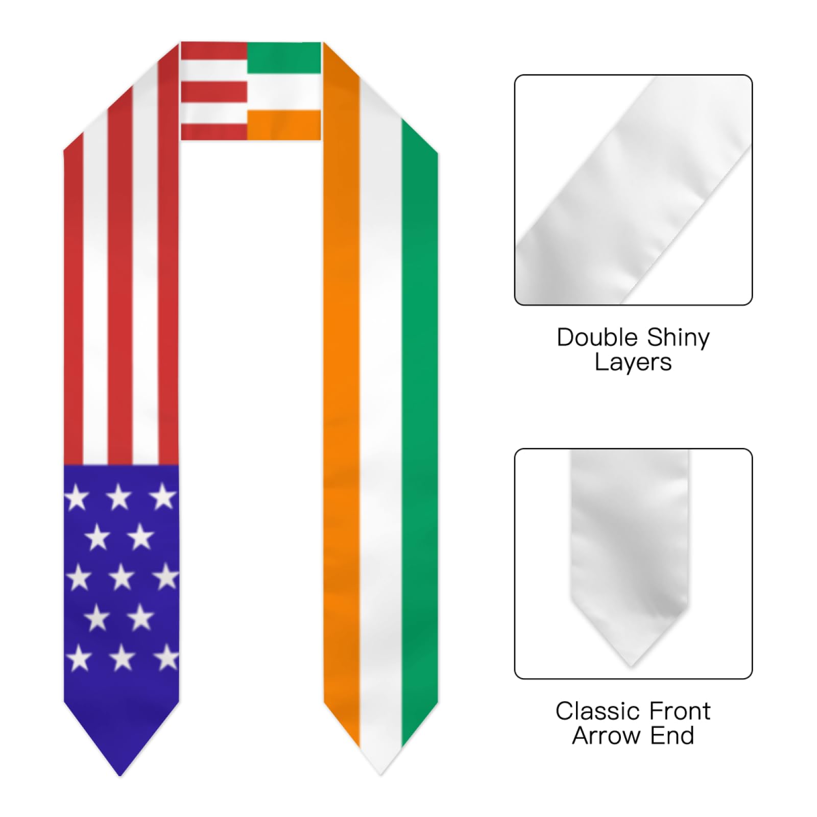 Cote D'Ivoire America Flag Graduation Stole Shawl Sash for Men Women Unisex Adult Double Sided Lightweight Scarf Class of 2025 Graduate Gift for Study Aboard International Students