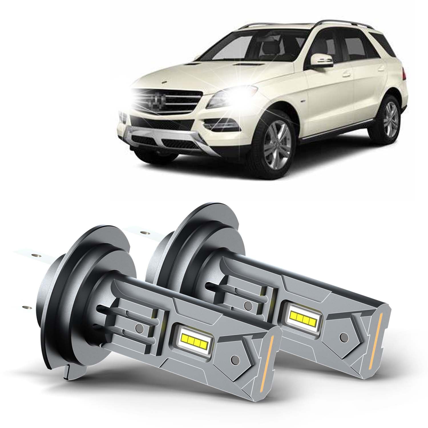 TJJTGBR For Mercedes-Benz ML350 2003-2015 latest upgrade H7 LED Low Beam Bulbs, Motorcycle H7 LED Bulb Super Bright,CSP 3570 Chips,H7 Hi/Lo Bulbs, 500% Brightness 6000K White, H7 Light Bulbs,2-Pack