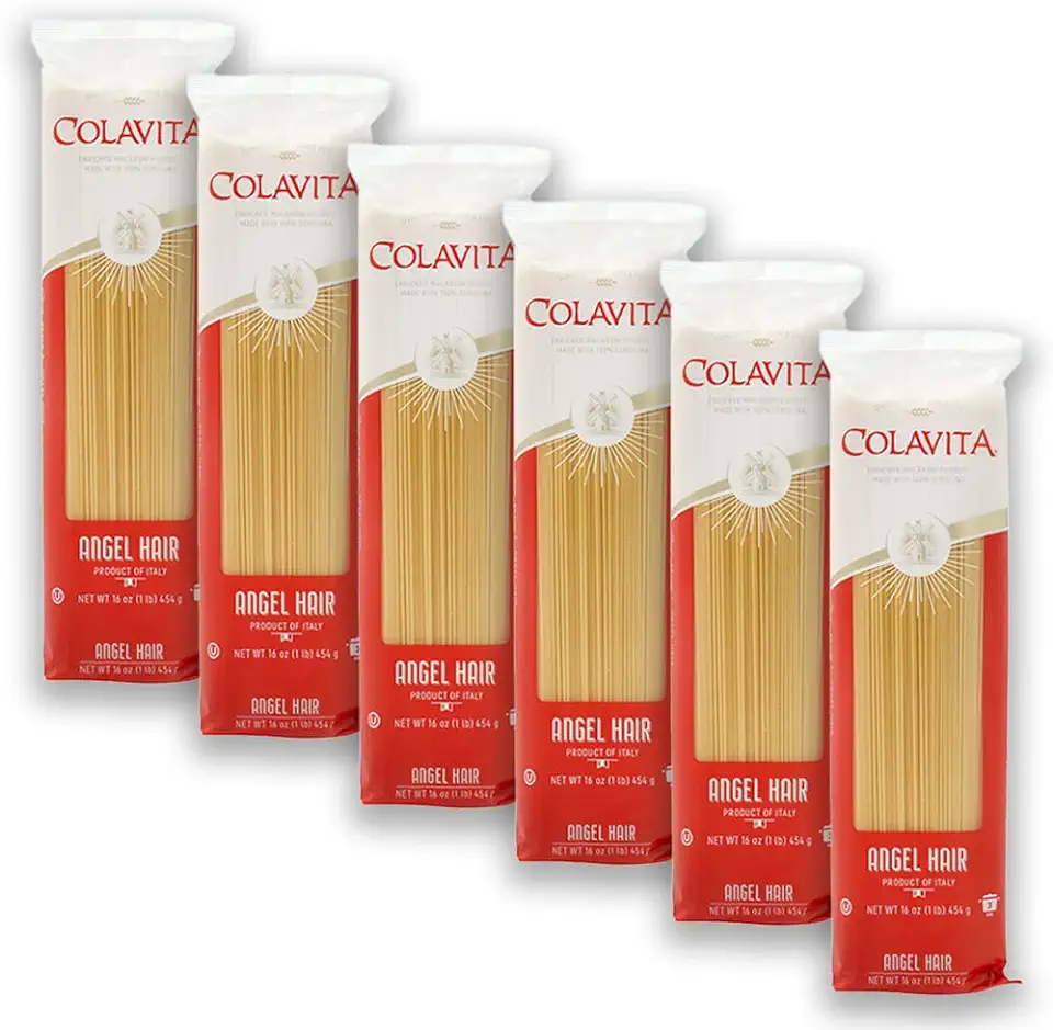 Colavita Capellini Pasta – Pack of 6 (1lb Bags) – Authentic Italian Angel Hair Pasta Made with 100% Durum Wheat Semolina – Perfect for Light Sauces, Soups, and Gourmet Dishes