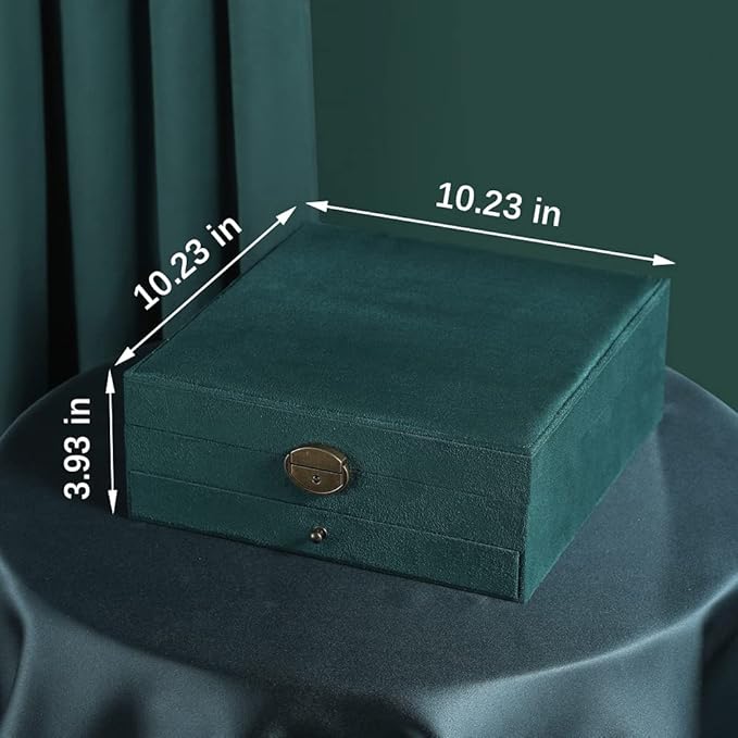 Caja Joyera 3 Capas Verde Anti Polvo Cerrable Mujer miniatura 3