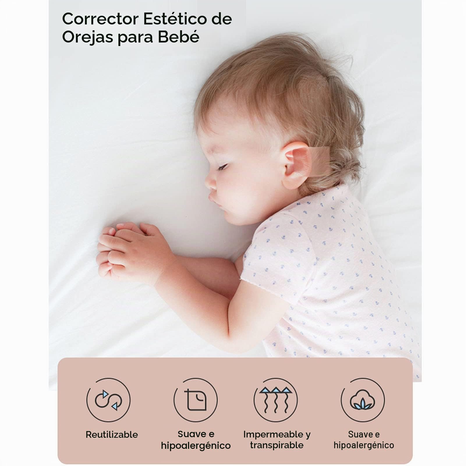Pegatinas de Corrección de Oído para Recién Nacidos, Parches de Silicona para Orejas Deformadas, Suave y Transpirable, Uso Diario
