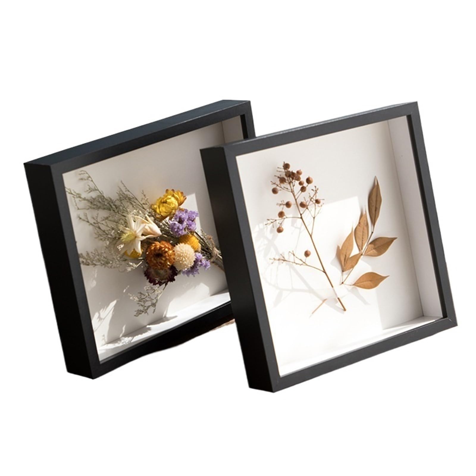 Shadow Box Display, 2 Pcs Nordic DIY Wooden Shadow Box Frame Depth 3cm(Black,20.3x20.3CM)