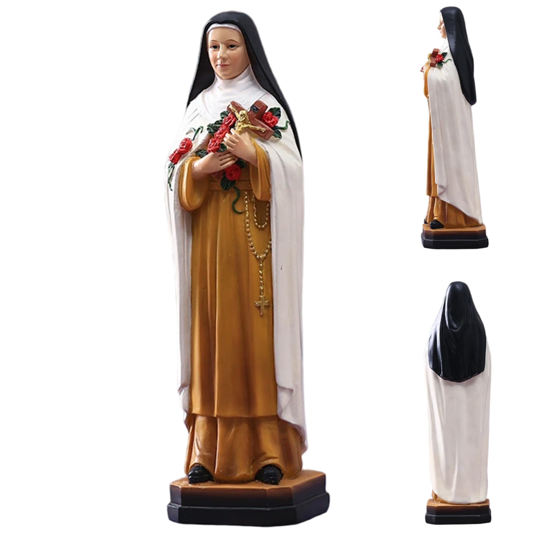 Licsaliwe 8in St Therese of Lisieux Catholic Statue, Resin Religious Figurine for Shelf Mantel and Garden