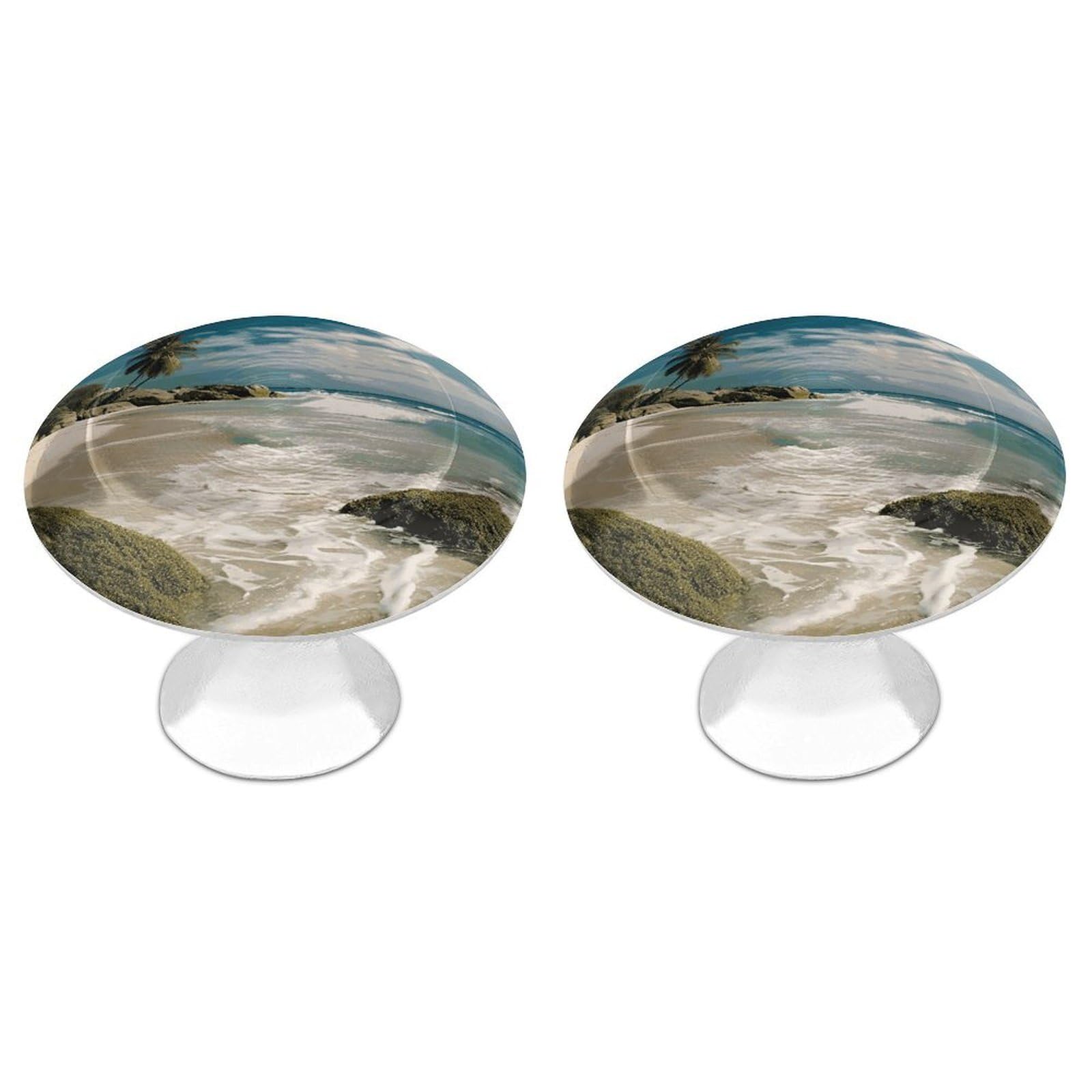 FekiLoot Beach Ocean Cabinet Knob Kitchen Drawer Knob Stainless Steel Round Drawer Pulls Modern Cabinet Hardware Vintage Dresser Drawer for Kitchen Bathroom Closet Dresser Cabinets