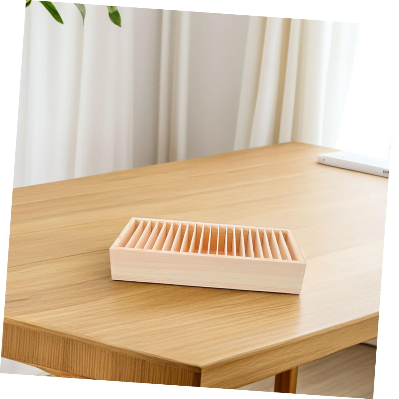 Operitacx Scatola in Legno Beige Multi-scomparto e Struttura Staccabile Porta Biglietti da Visita e Fermagli 2 Pezzi per Design per Ufficio e Casa