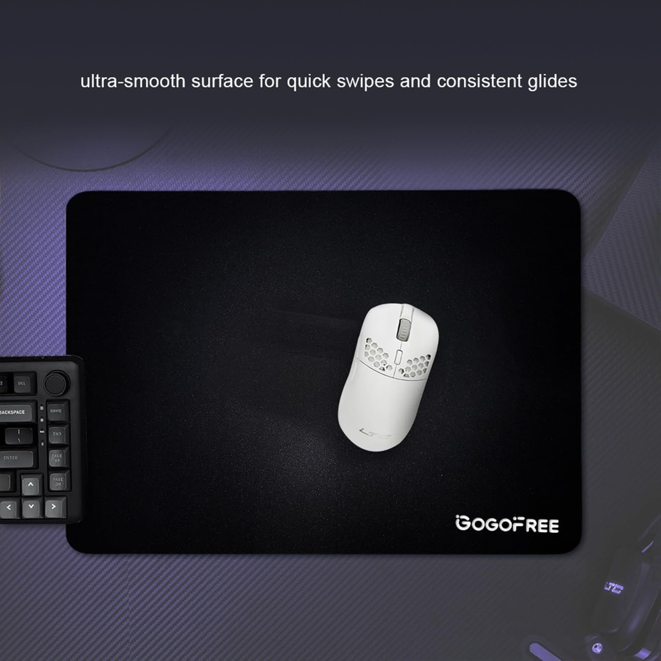 Glass Gaming Mouse Pad, Professional Esport Tempered Glass Mouse Pad Ultra-Smooth Micro-Etched Surface for Top Speed and Control,Hard Mousepad Black (XL 19.7'' L x 15.8'' W)