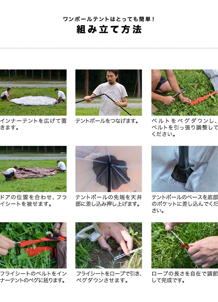 FIELD DOOR タープ・ポール・ロープ・ペグセット FIELDOOR 1年保証 ワンタッチタープテント用部品 [ペグ8本＋