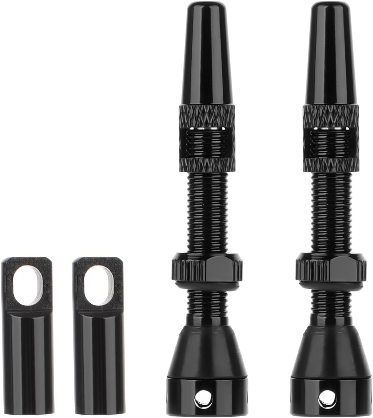 チューブレス仏式バルブステム 40mm、超軽量合金仏式チューブレスバルブステムキットバルブコアリムーバーツールとチューブレスバルブステム、ブラック(ペア)
