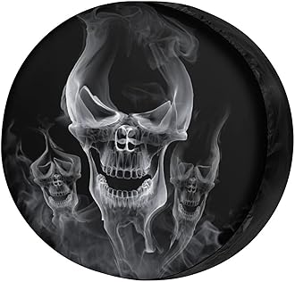 Foruidea Smoke Skull Spare Tire Cover Wheel Tire Cover Fit Trailer, RV, SUV and Many Vehicle 18inch