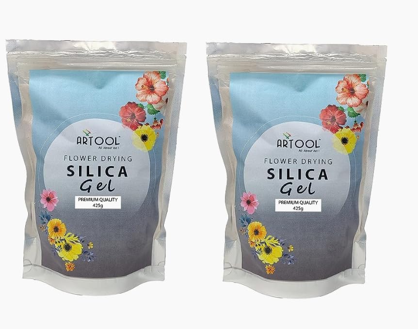 Silica Gel Powder for Flower Drying to Dry Flowers, Potpourri, Art & Craft, Resin Art and Home Decor, Reusable Colour indicating Silica Gel Powder 900 Gram (450 * 2) Packs