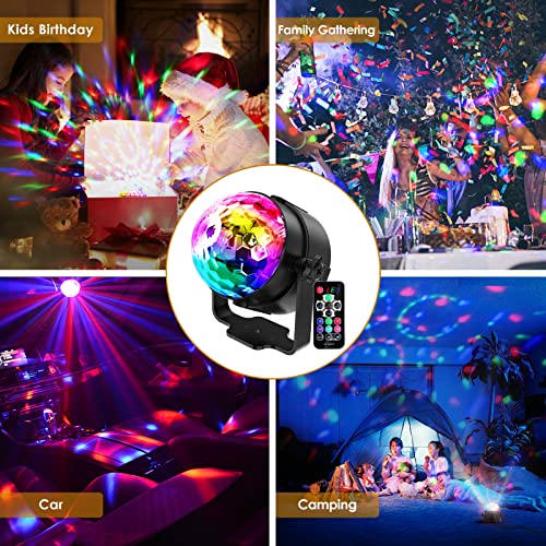 Gobikey Disco Lights, 360°Rotation Sound Activated 【Portable 】Disco Ball Lights with 4M/13ft USB Power Cable, 3W RGB Party Lights with Remote Control for Kids Birthday/Family Gathering/Party/Home Gobikey Disco Lights, 360°Rotation Sound Activated 【Portable 】Disco Ball Lights with 4M/13ft USB Power Cable, 3W RGB Party Lights with Remote Control for Kids Birthday/Family Gathering/Party/Home